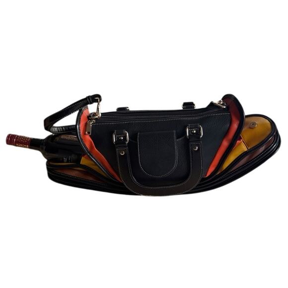 Color Block Accordion Multi Pocket Satchel Purse Mezon Handbags Like New - Picture 2 of 9